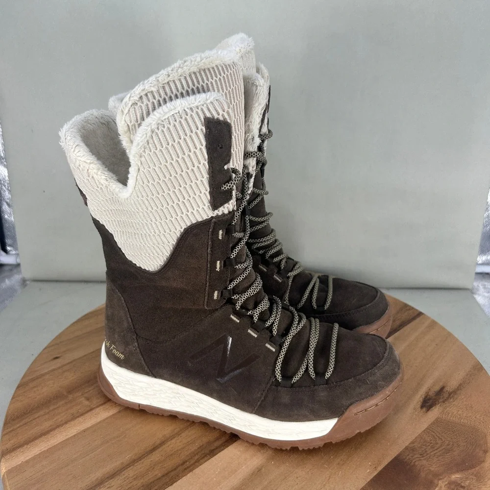 New Balance Fresh Foam 1100 Waterproof Winter Boots Brown BW1100BR Womens 8 B